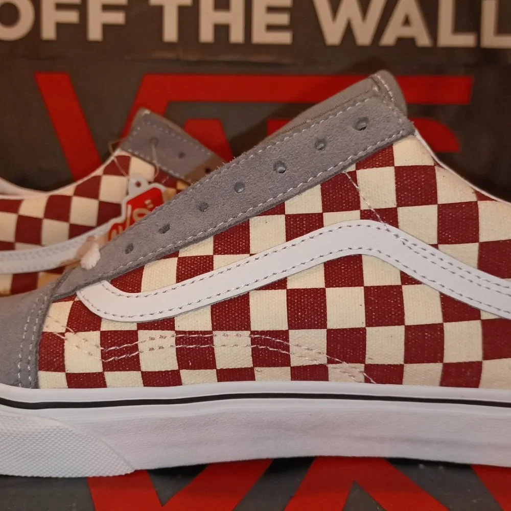 Vans Old Skool Checkerboard Frost Grey/Rhubarb Men's 10.5 VN0003Z6ICJ